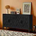 59.8" 4-Door Storage Cabinet Sideboard - MDF, Adjustable Shelf, Black Finish, American Style, Dining/Hallway