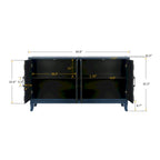 59.8" 4-Door Storage Cabinet Sideboard - MDF, Adjustable Shelf, Black Finish, American Style, Dining/Hallway