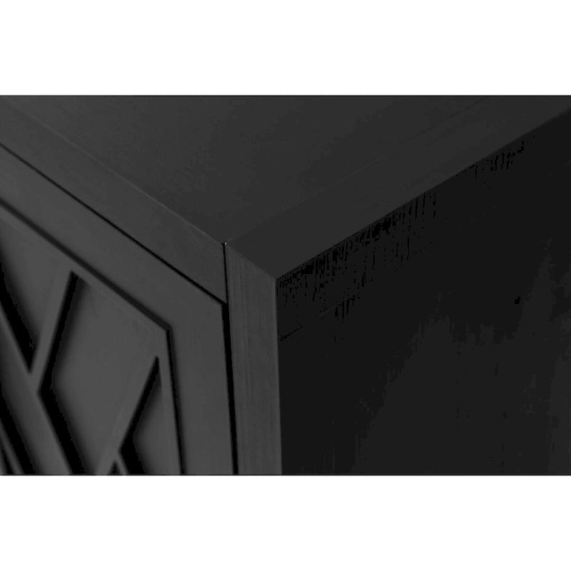 59.8" 4-Door Storage Cabinet Sideboard - MDF, Adjustable Shelf, Black Finish, American Style, Dining/Hallway