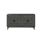 59.8" 4-Door Storage Cabinet Sideboard - MDF, Adjustable Shelf, Black Finish, American Style, Dining/Hallway