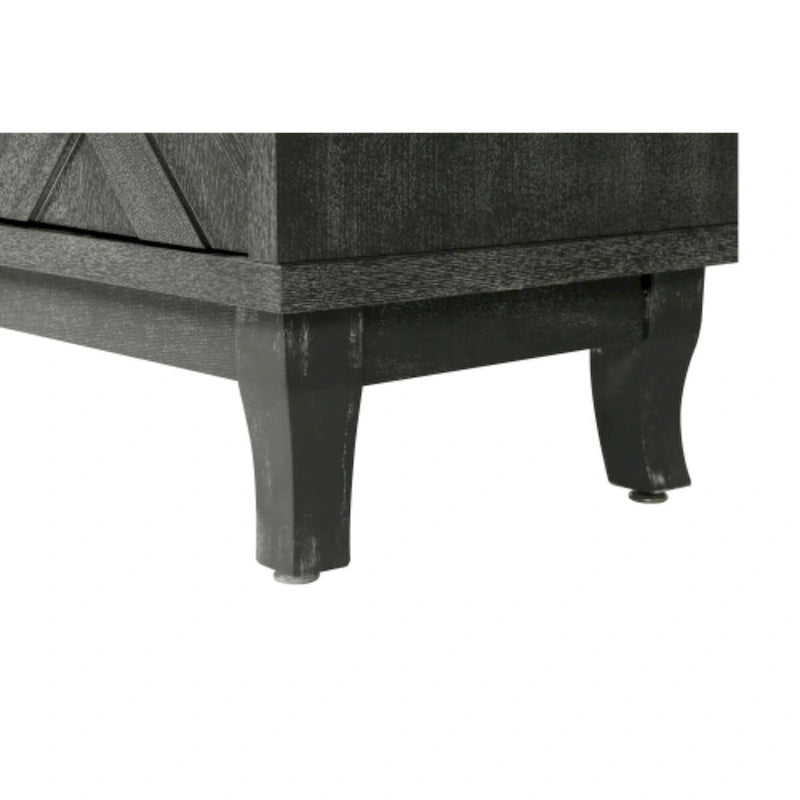 59.8" 4-Door Storage Cabinet Sideboard - MDF, Adjustable Shelf, Black Finish, American Style, Dining/Hallway