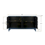 59.8" 4-Door Storage Cabinet Sideboard - MDF, Adjustable Shelf, Black Finish, American Style, Dining/Hallway