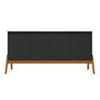 63" Sideboard Buffet with 4 Doors - Soft-Close, Eucalyptus Wood Feet, 4 Shelves, Mid-Century Modern, Macadamia Finish