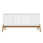 63" Sideboard Buffet with 4 Doors - Soft-Close, Eucalyptus Wood Feet, 4 Shelves, Mid-Century Modern, Macadamia Finish