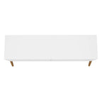 63" Sideboard Buffet with 4 Doors - Soft-Close, Eucalyptus Wood Feet, 4 Shelves, Mid-Century Modern, Macadamia Finish