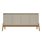 63" Sideboard Buffet with 4 Doors - Soft-Close, Eucalyptus Wood Feet, 4 Shelves, Mid-Century Modern, Macadamia Finish