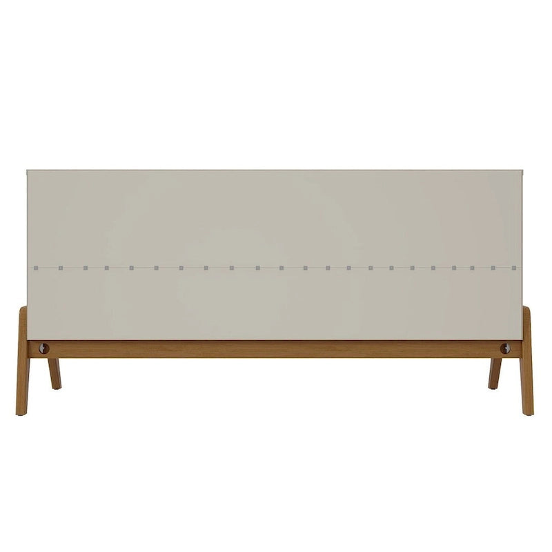 63" Sideboard Buffet with 4 Doors - Soft-Close, Eucalyptus Wood Feet, 4 Shelves, Mid-Century Modern, Macadamia Finish