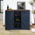 47" Wine Bar Cabinet - Holds 9 Bottles, Stemware Racks, 2 Drawers, 2 Doors, Modern Contemporary Style