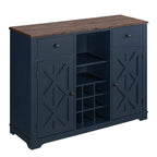 47" Wine Bar Cabinet - Holds 9 Bottles, Stemware Racks, 2 Drawers, 2 Doors, Modern Contemporary Style