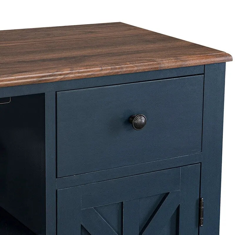 47" Wine Bar Cabinet - Holds 9 Bottles, Stemware Racks, 2 Drawers, 2 Doors, Modern Contemporary Style