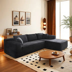 105.5" Velvet Sectional Chaise Sofa - 2-Piece Modular with Pocket Springs - High-Density Foam Upholstered Couch with Pillows
