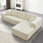 105.5" Velvet Sectional Chaise Sofa - 2-Piece Modular with Pocket Springs - High-Density Foam Upholstered Couch with Pillows