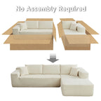 105.5" Velvet Sectional Chaise Sofa - 2-Piece Modular with Pocket Springs - High-Density Foam Upholstered Couch with Pillows