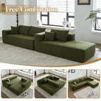 105.5" Velvet Sectional Chaise Sofa - 2-Piece Modular with Pocket Springs - High-Density Foam Upholstered Couch with Pillows