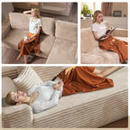 105.5" Velvet Sectional Chaise Sofa - 2-Piece Modular with Pocket Springs - High-Density Foam Upholstered Couch with Pillows