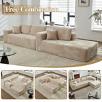 105.5" Velvet Sectional Chaise Sofa - 2-Piece Modular with Pocket Springs - High-Density Foam Upholstered Couch with Pillows