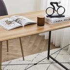 47.24" Desk with X-Style Frame - Engineered Wood, Black Metal, Beech Laminate, 110lbs Capacity, Minimalist Design