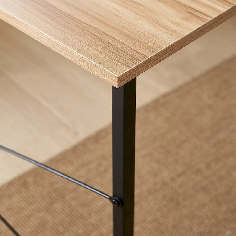 47.24" Desk with X-Style Frame - Engineered Wood, Black Metal, Beech Laminate, 110lbs Capacity, Minimalist Design