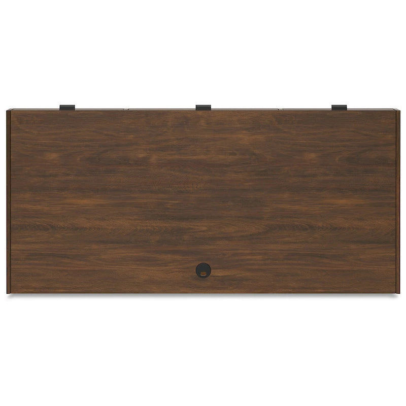 60" Home Office Desk with 3 Drawers - Rubberwood, Mango Veneer, Mid-Century Style, Brown Finish, Cord Management