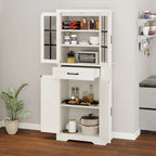 Tall Kitchen Pantry Storage Cabinet - Drawer, Upper & Lower Cabinets, Adjustable Shelf, Engineered Wood, 2 Colors