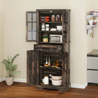 Tall Kitchen Pantry Storage Cabinet - Drawer, Upper & Lower Cabinets, Adjustable Shelf, Engineered Wood, 2 Colors
