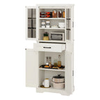 Tall Kitchen Pantry Storage Cabinet - Drawer, Upper & Lower Cabinets, Adjustable Shelf, Engineered Wood, 2 Colors