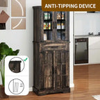 Tall Kitchen Pantry Storage Cabinet - Drawer, Upper & Lower Cabinets, Adjustable Shelf, Engineered Wood, 2 Colors