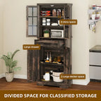 Tall Kitchen Pantry Storage Cabinet - Drawer, Upper & Lower Cabinets, Adjustable Shelf, Engineered Wood, 2 Colors