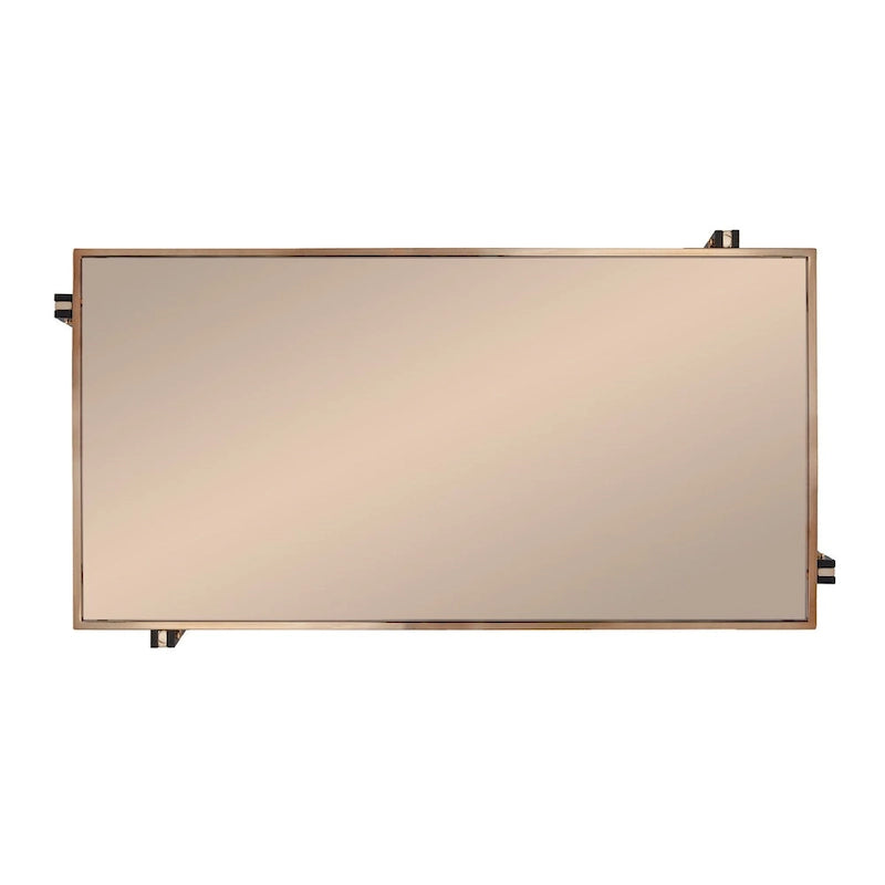 Mirrored Cocktail Table - Smoky Mirror Top, Champagne Frame, Lower Shelf, Faux Marble, Living Room/Bedroom