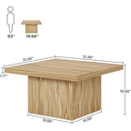 31.5" Square Coffee Table - Mid-Century Modern, Vintage Brown Finish, Engineered Wood, Half-Round Base Design