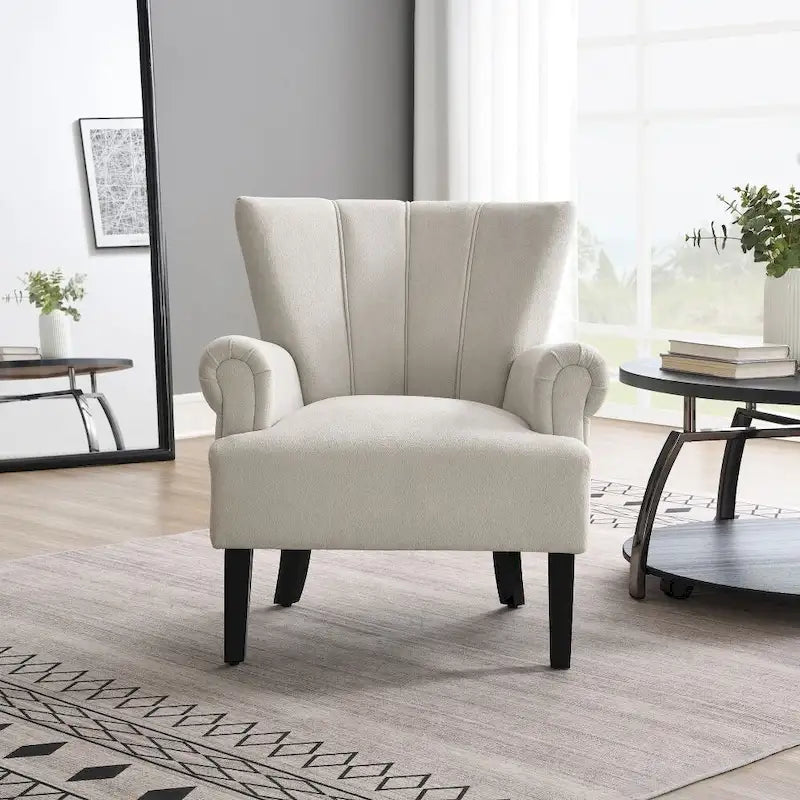Modern Fabric Accent Chair with High-Density Foam Padding - Comfortable Armchair for Living Room, Bedroom, Office